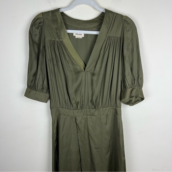 Zadig & Voltaire | Lightweight Satin Wrap Skirt Ralia Midi Dress Bronze | S - Picture 9 of 16